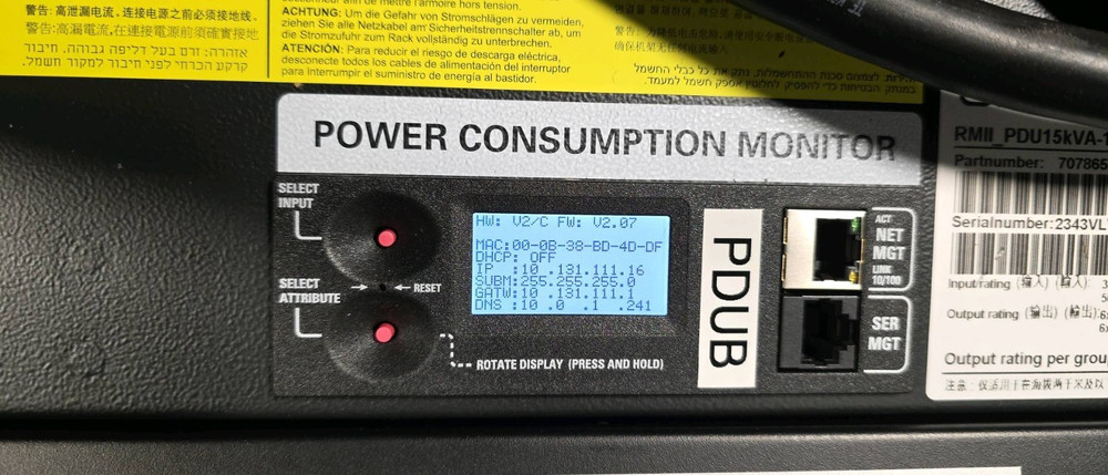 Oracle 7078657 15KVA Single-phase PDU
