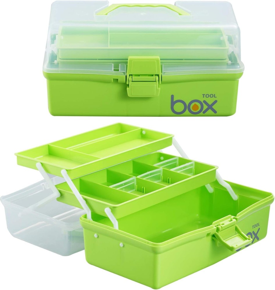 12'' Three-Layer Clear Plastic Storage Box/Tool Box, Multipurpose Organizer a...
