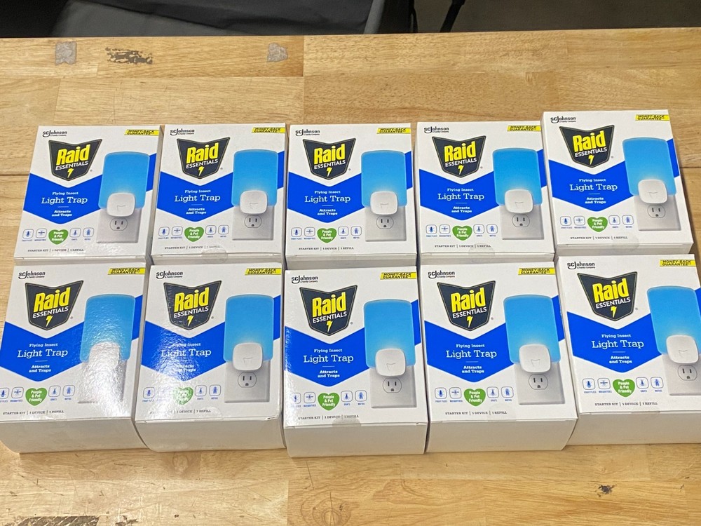 Lot of 10 - Raid Essentials Flying Insect Light Trap Starter Kit