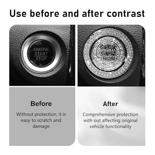 2 PCS Bling Push Start Button Cover Stickers, Crystal Engine Start Stop