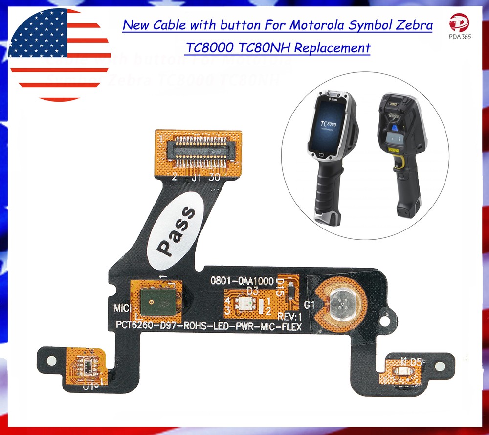 New Cable with button For  Symbol Zebra TC8000 TC80NH Replacement