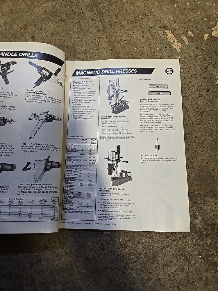 1982 Black & Decker Heavy Duty Construction Industry Power Tools Catalog