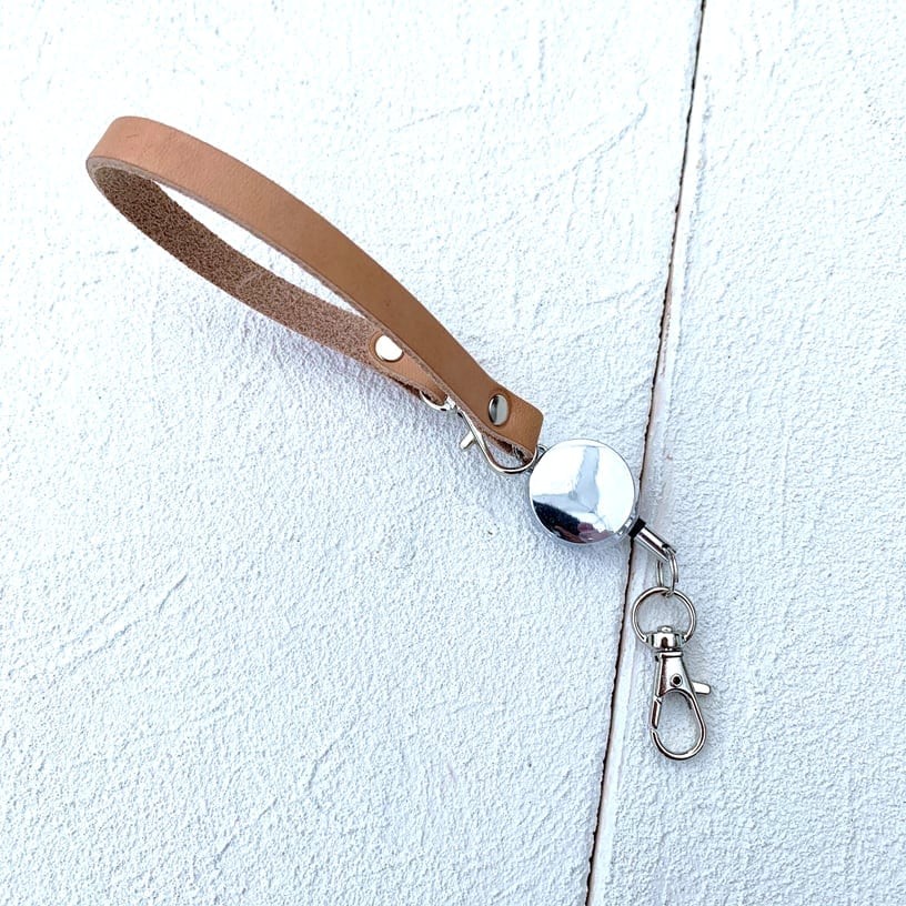 Genuine Cowhide Leather Retractable Reel Strap Key Holder (Normal)
