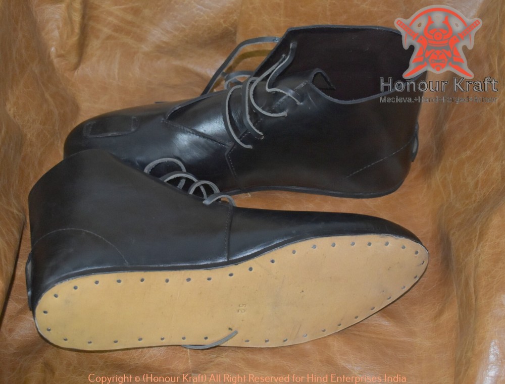 Medieval Style Leather Ankle Boots - Ideal for Reenactment Combat