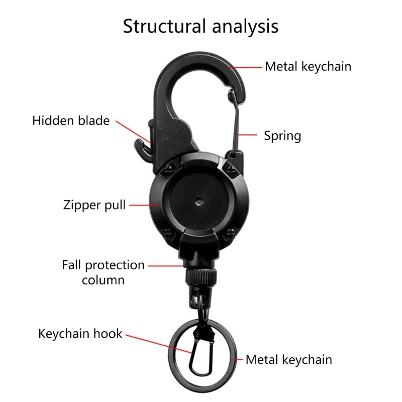 2pcs Retractable Keychain with 26inch Cord Locking Retractor