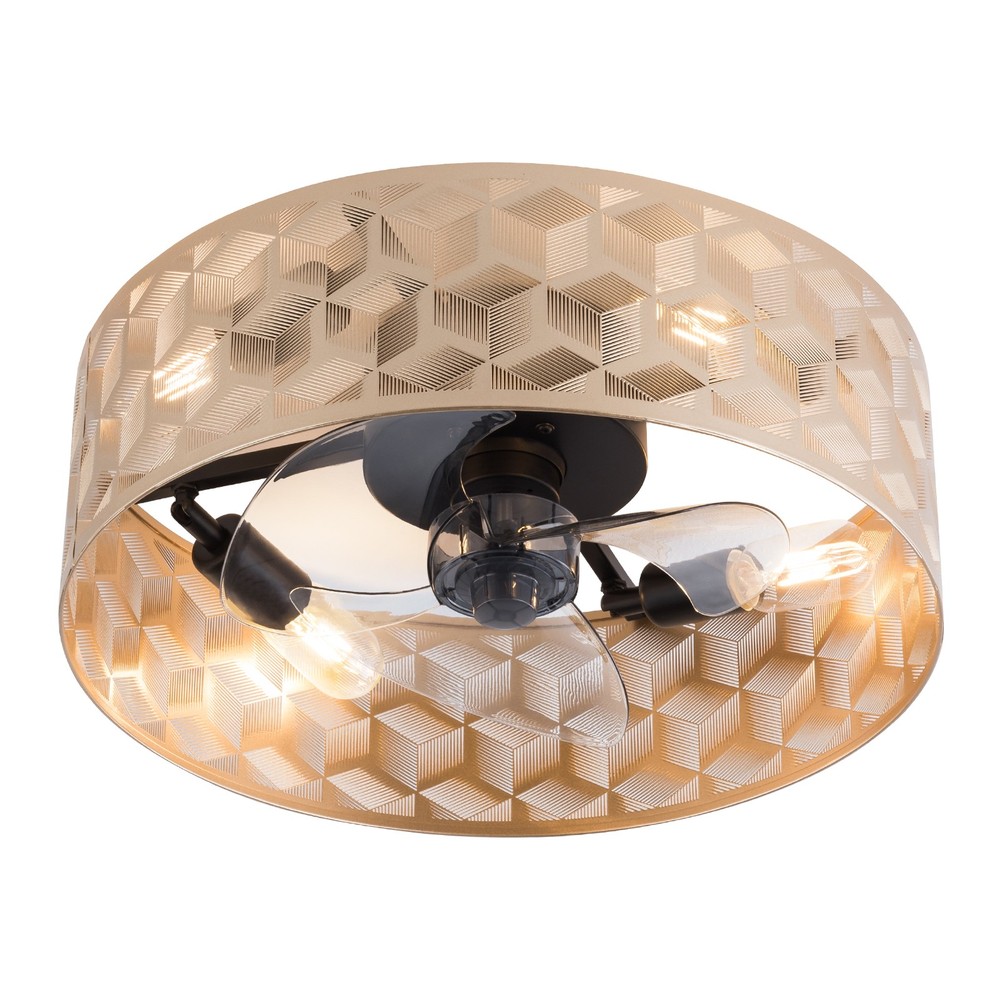 Modern Round Low Profile Ceiling Fan Light with Remote Control – 18" Indoor