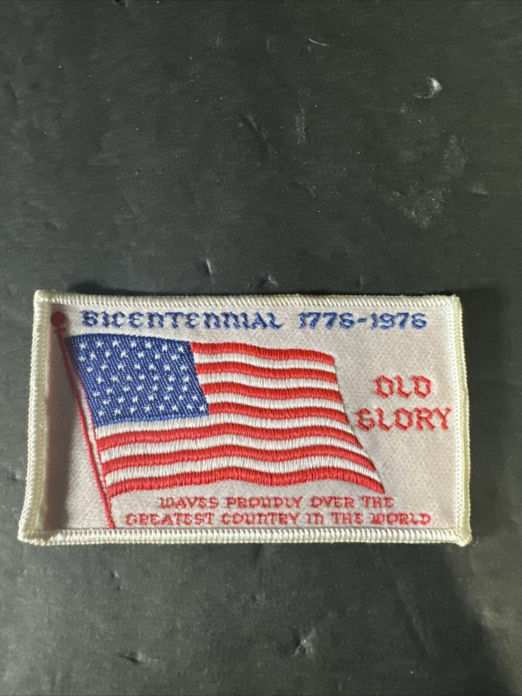 White Bicentennial Old Glory American Flag Patch RARE VINTAGE BRDR