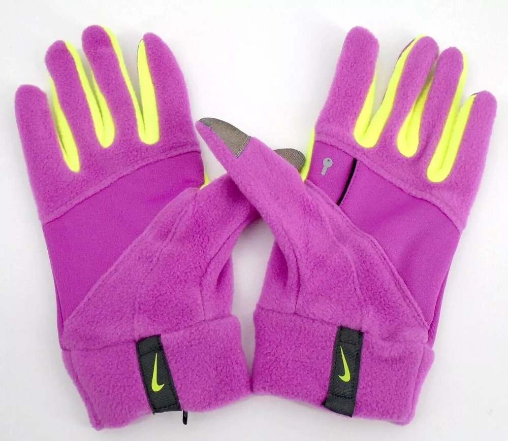 Nike Women's Thermal Tech Run Gloves Medium Magenta/Volt/Silver