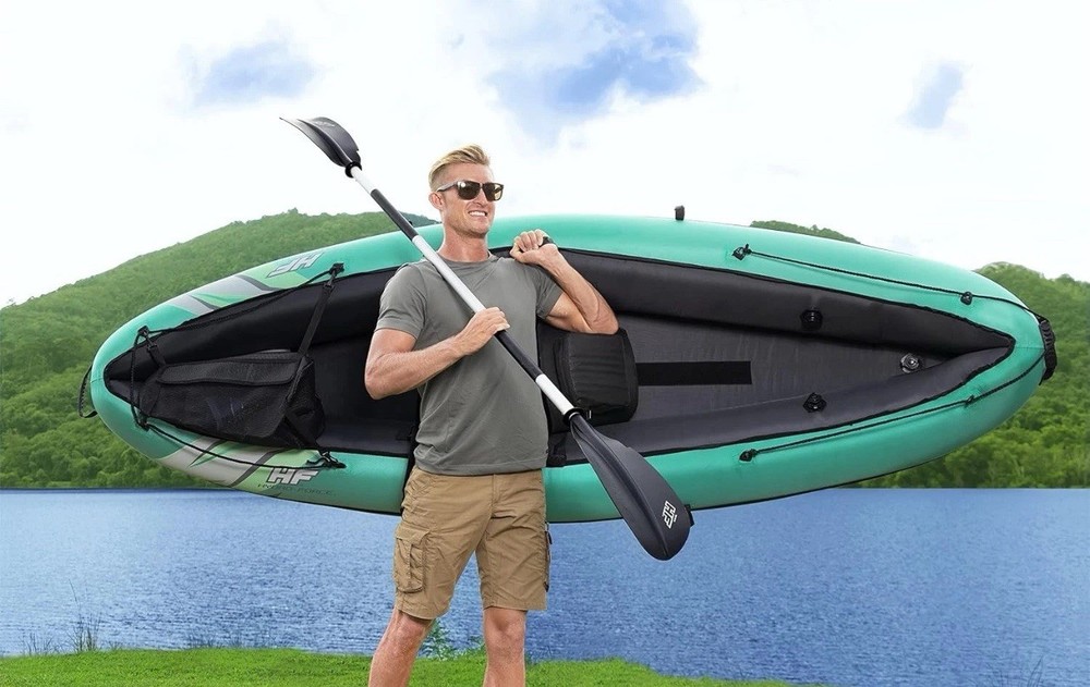 Hydro Force Inflatable Kayak Set | Includes Seat, Paddle, Hand Pump, Storage Car