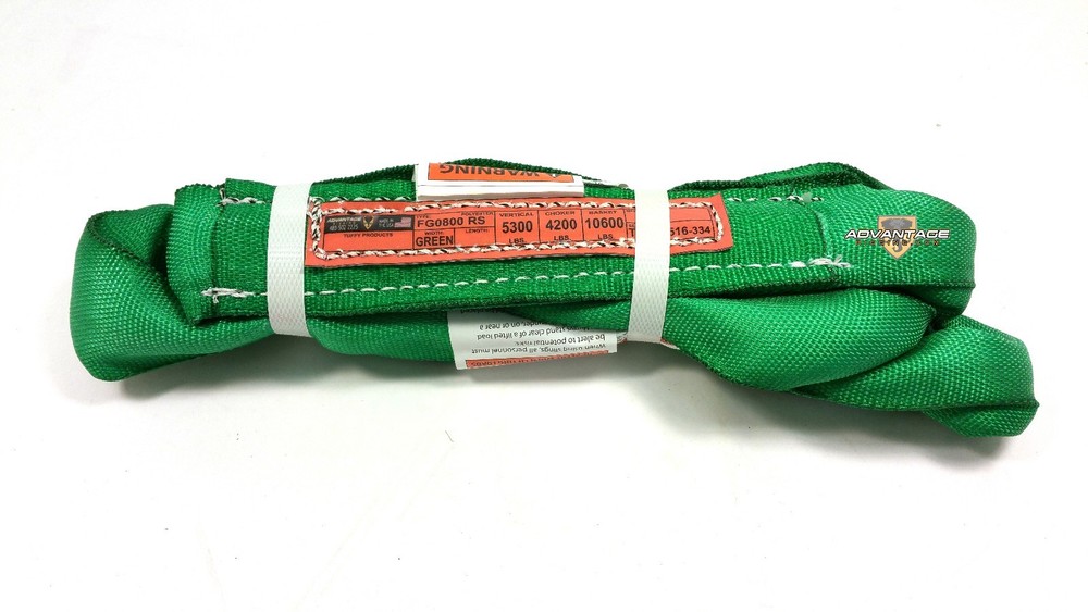 Green Endless Polyester Round Sling Tubular 8' Long