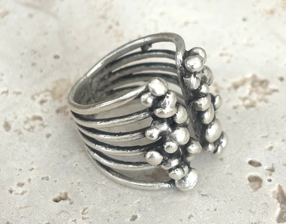 Handmade Brass Ring In Silver Plated - 6867