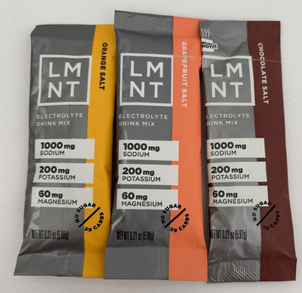 LOT 3 LMNT ELECTROLYTE Chocolate Orange Grapefruit Salt Hydration Drink Packets