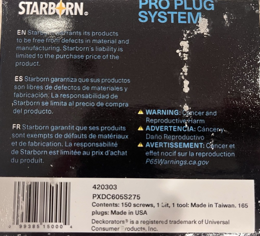 Starborn Pro Plug System Screws, plugs And Tool For Deckorators “Mesa” Decking