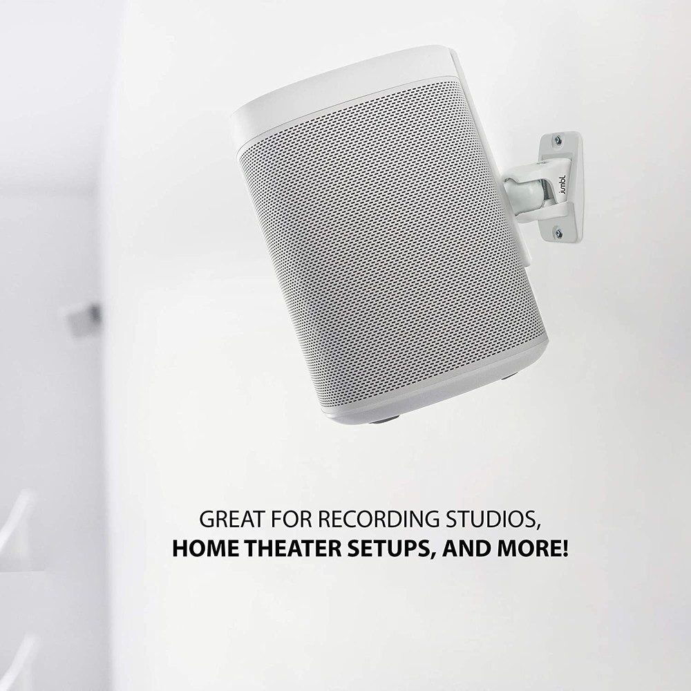 Jumbl Speaker Wall Mount Brackets, Pair of 2 Speaker Mounts (White)