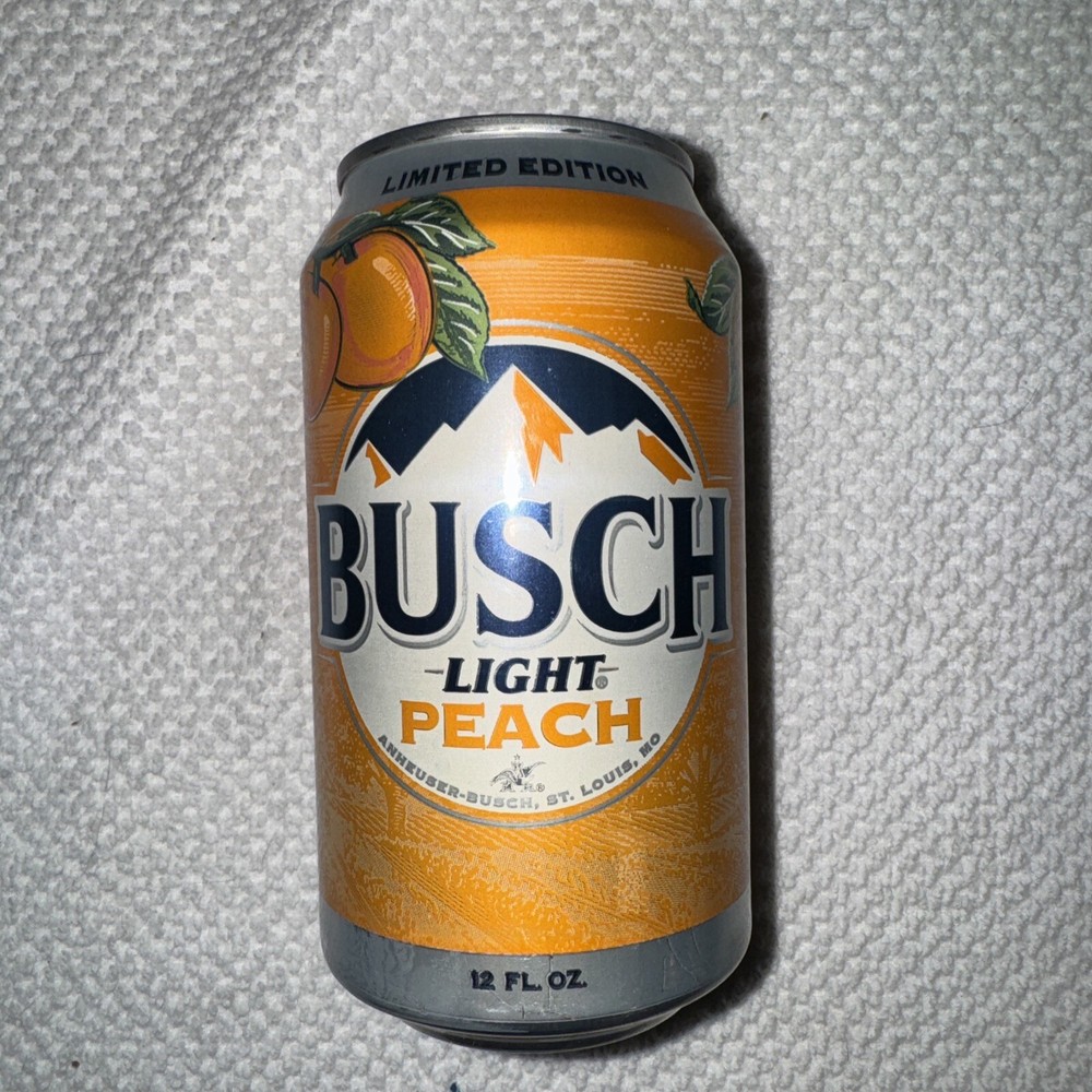 2023 Empty Busch Light Peach 12 Oz Beer Can Limited Edition Bottom Opened
