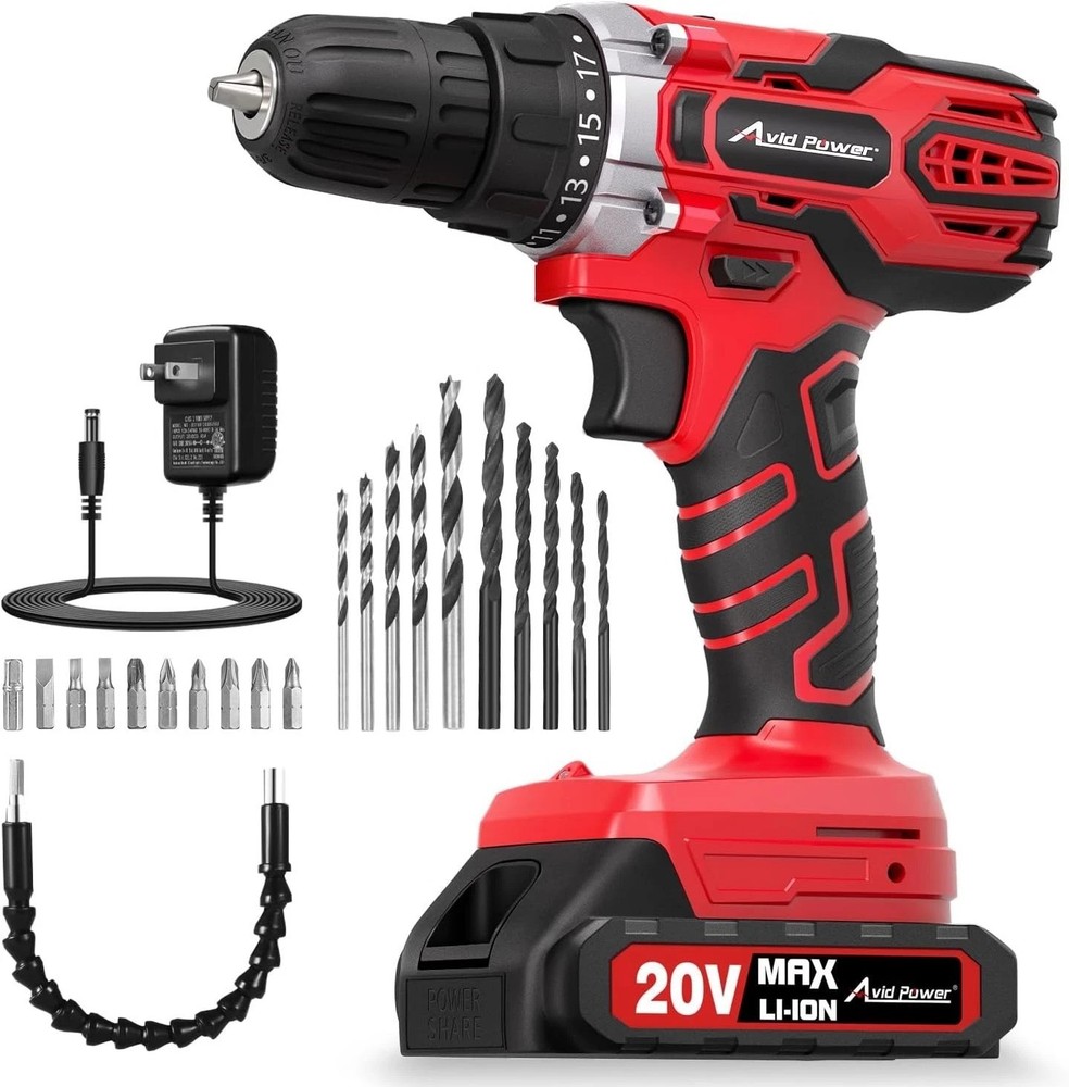 Lightweight 20V MAX Cordless Drill Set - 19 Torque Settings for All Projects