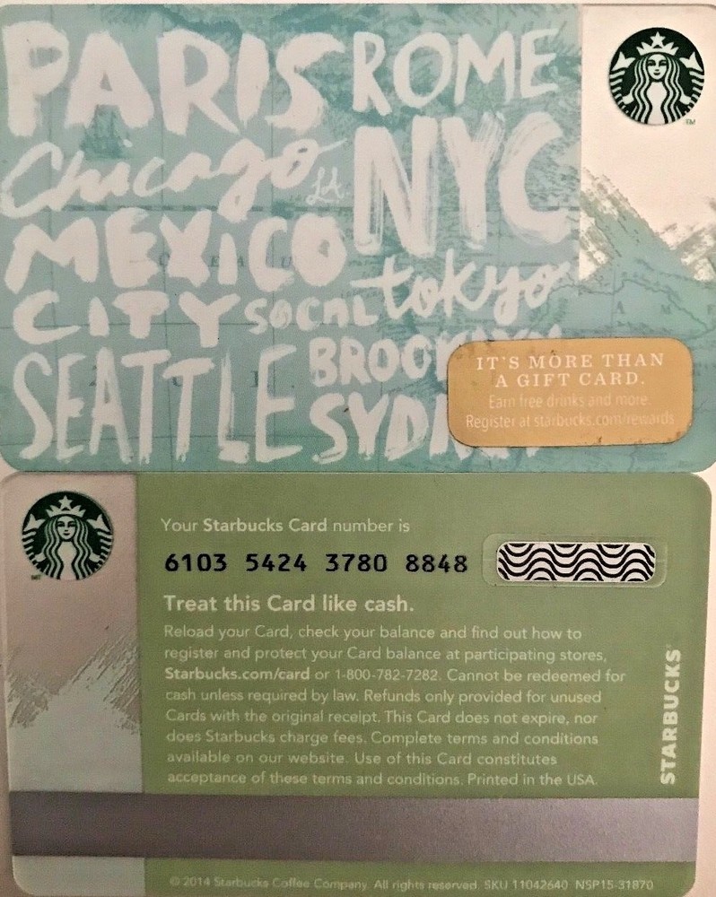 2014 STARBUCKS DESTINATIONS GIFT CARD #6103 NO VALUE