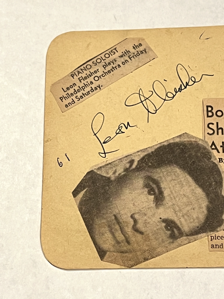 Leon Fleisher Hand Signed Cut (Andre Eglevsky on reverse) 17 year old pianist