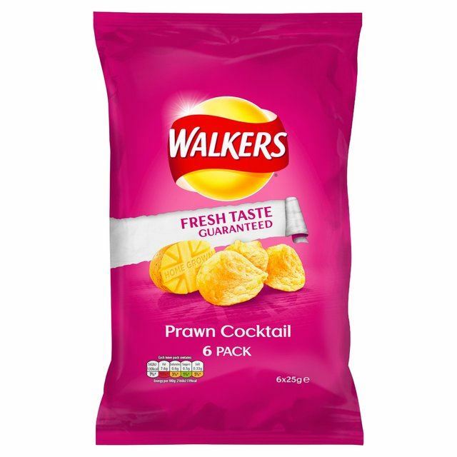 Walkers Prawn Cocktail Crisps 25g x - 6 per pack