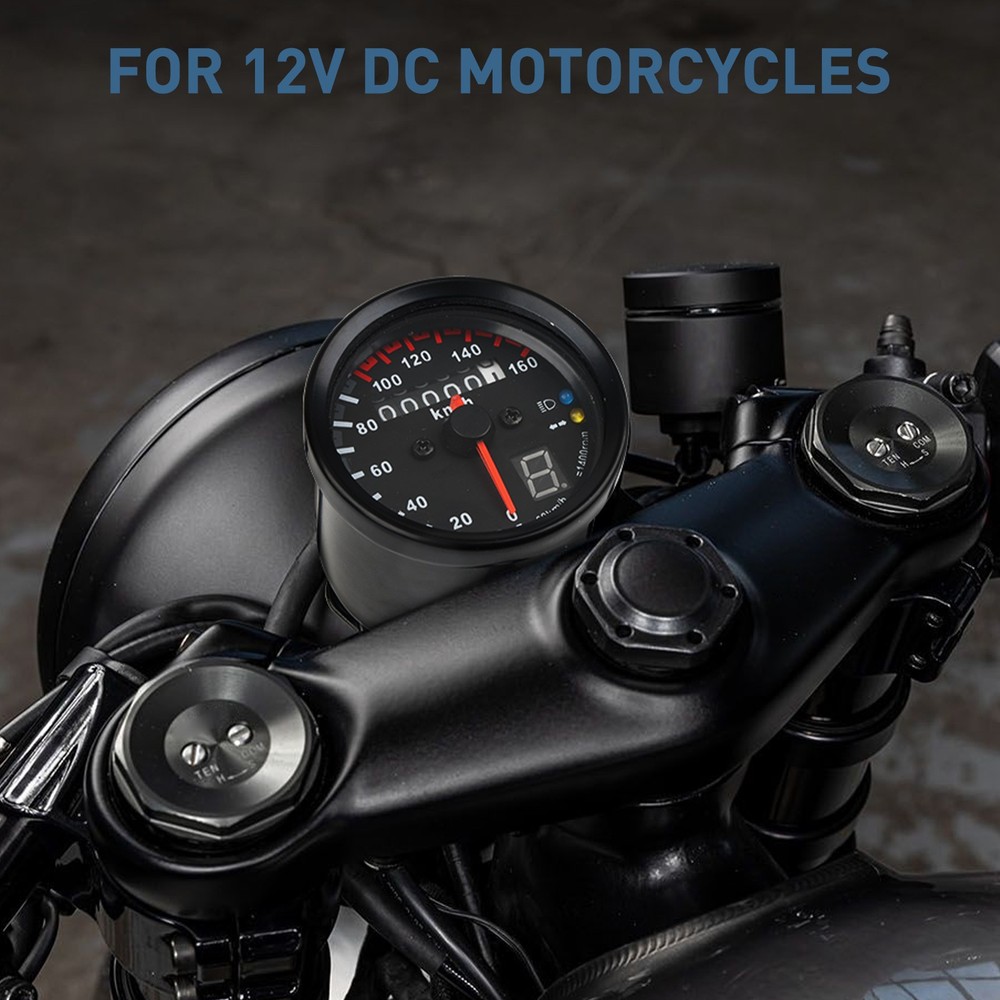 Universal Digital Gauge Motorcycle Odometer Speedometer Tachometer LED Indicator