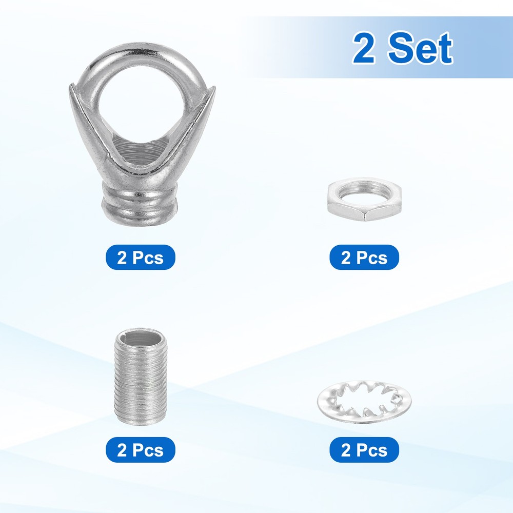 Eye Nut 22lb Max Load M10 Female Loop Ring with Accessories Silver Tone 2pcs