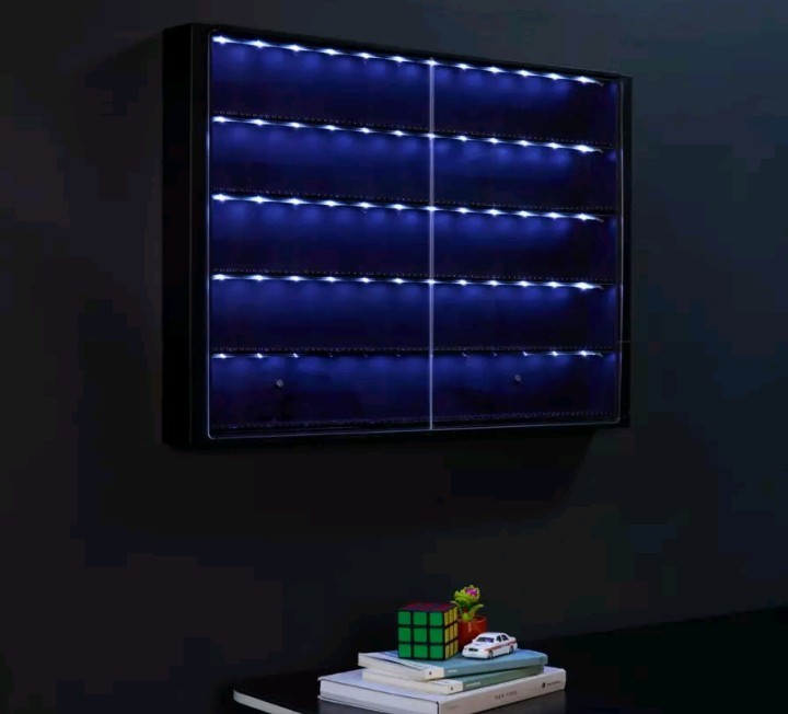 Mini Figures Display Case Protect Figurines 5 Level LED Strips Lego Compatible