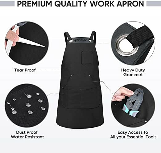Heavy Duty Waxed Canvas Apron, 16oz Thick Canvas Multi-Functional Apron Standard