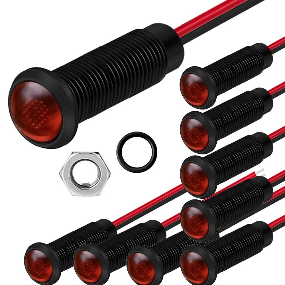 10pcs LED Indicator Light AC/DC 12-24V 6mm Mount Hole Red