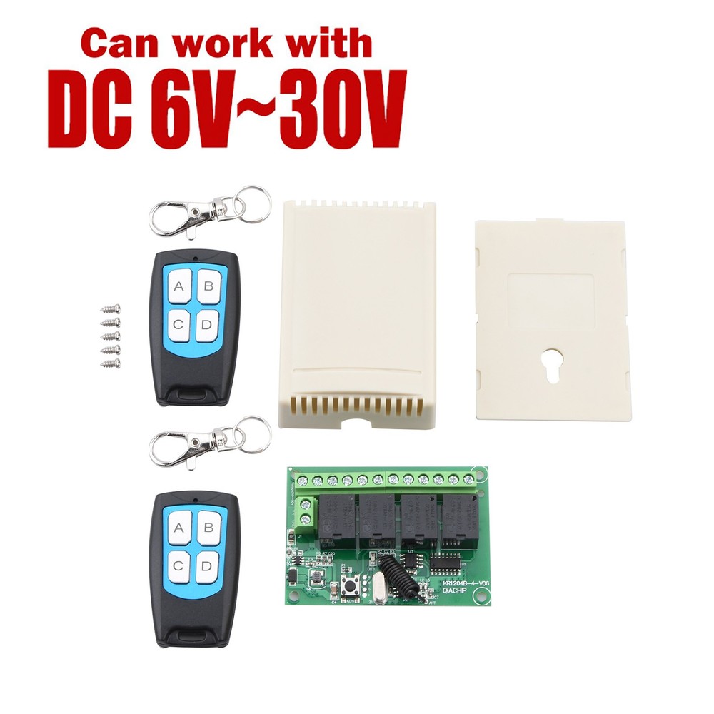 Wide Application DC 4-Channel 443MHz Wireless RF Remote Control Relay Switch