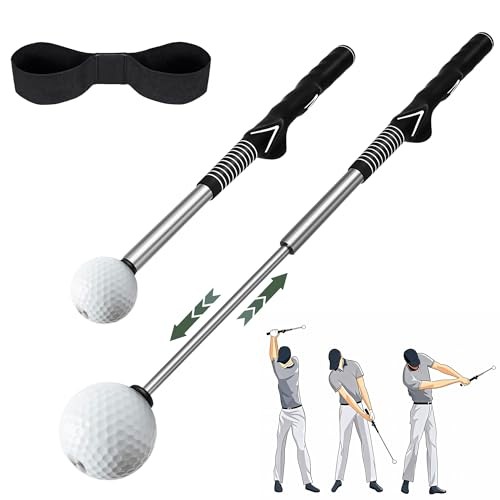 Retractable Golf Swing Trainer, Golf Grip Training Aid for Strength & Tempo