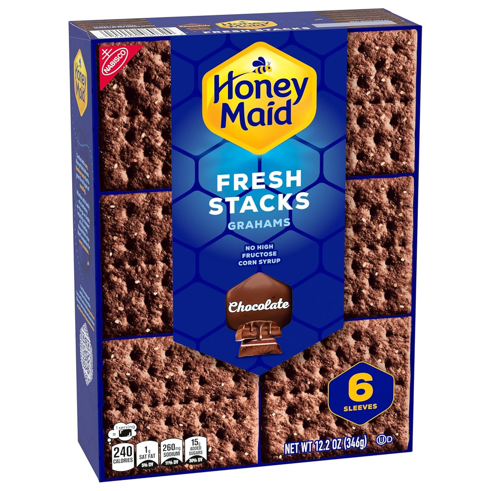 Fresh Stacks Chocolate Graham Crackers, Bulk Travel Snacks, 6 Boxes (36 Multi Sn