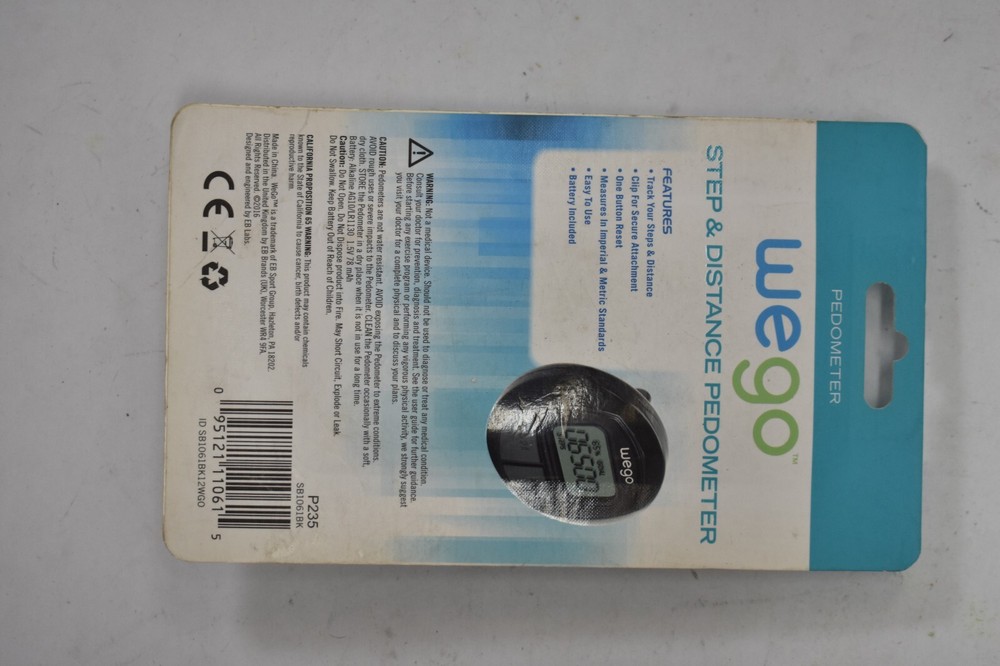 We Go Pedometer Step & Distance Use 2 Function Device Replacement Black 1049