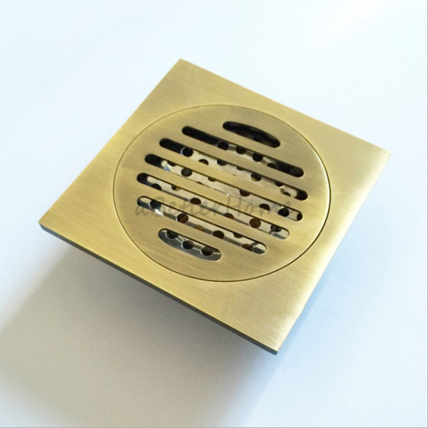 Solid Antique Bronze Square Bathroom Shower Waste Floor Drain Strainer for Bath