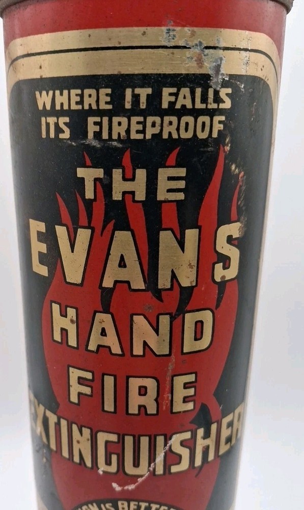 Vintage very rare Evans Fire Extinguisher Red Empty