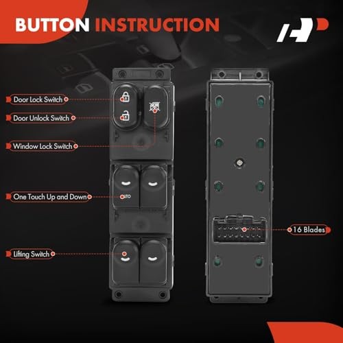 Master Power Window Switch for Hyundai Accent 15-17 Front Left Driver Side