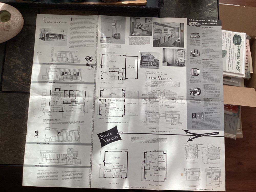 1952 Sketch Plans, Popular Home's Kitchen-View Cottage
