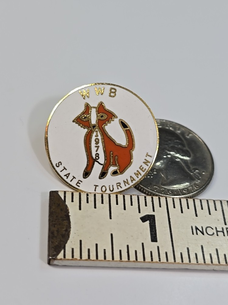 WWB State Tournament 1978 Bowling Lapel Pin Fox On White Background