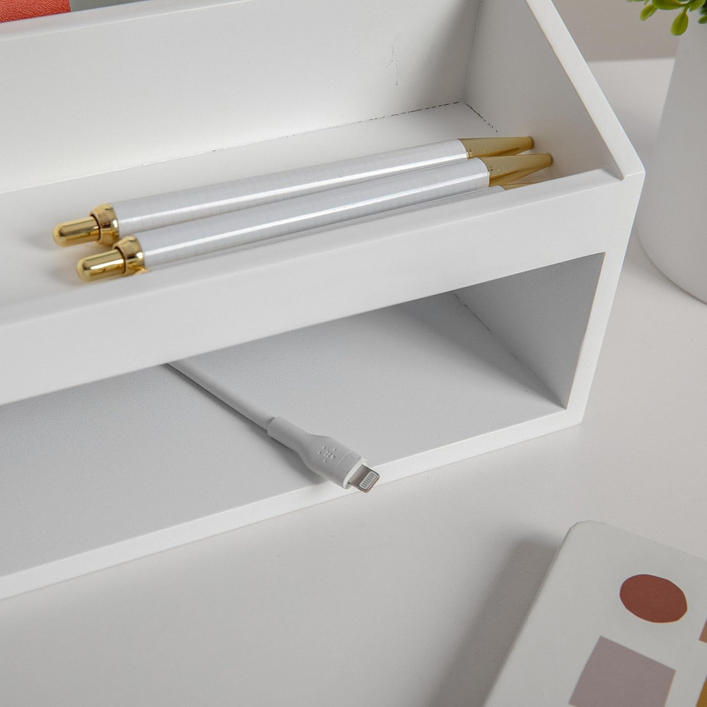 Weston Wooden Desktop Organizer with Open Lower Storage Compartment, Engineered