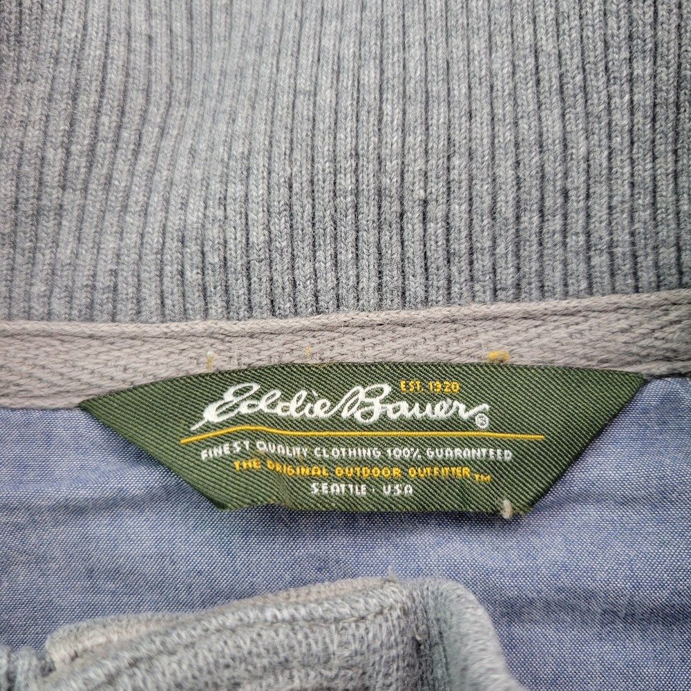 Eddie Bauer Sweater Mens Medium Gray Henley Pullover