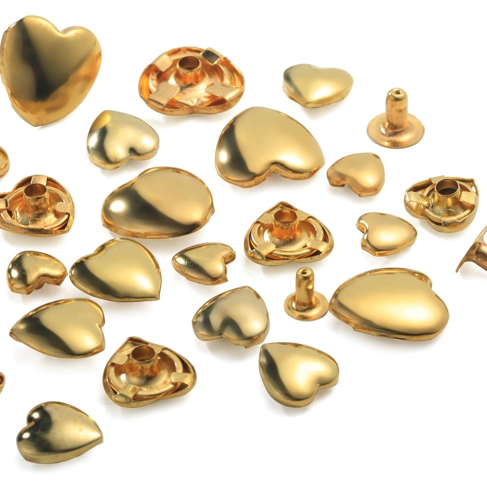 150 Sets Leather Rivets Kit Mixed Sizes Rivets for Leather Heart Studs for Cl...