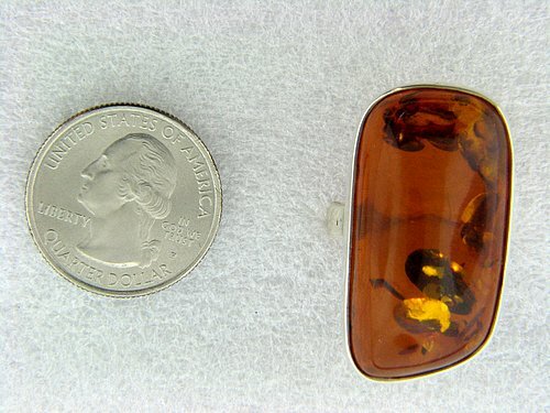 Amber Large Ring set in Sterling Silver Handcrafted in Poland