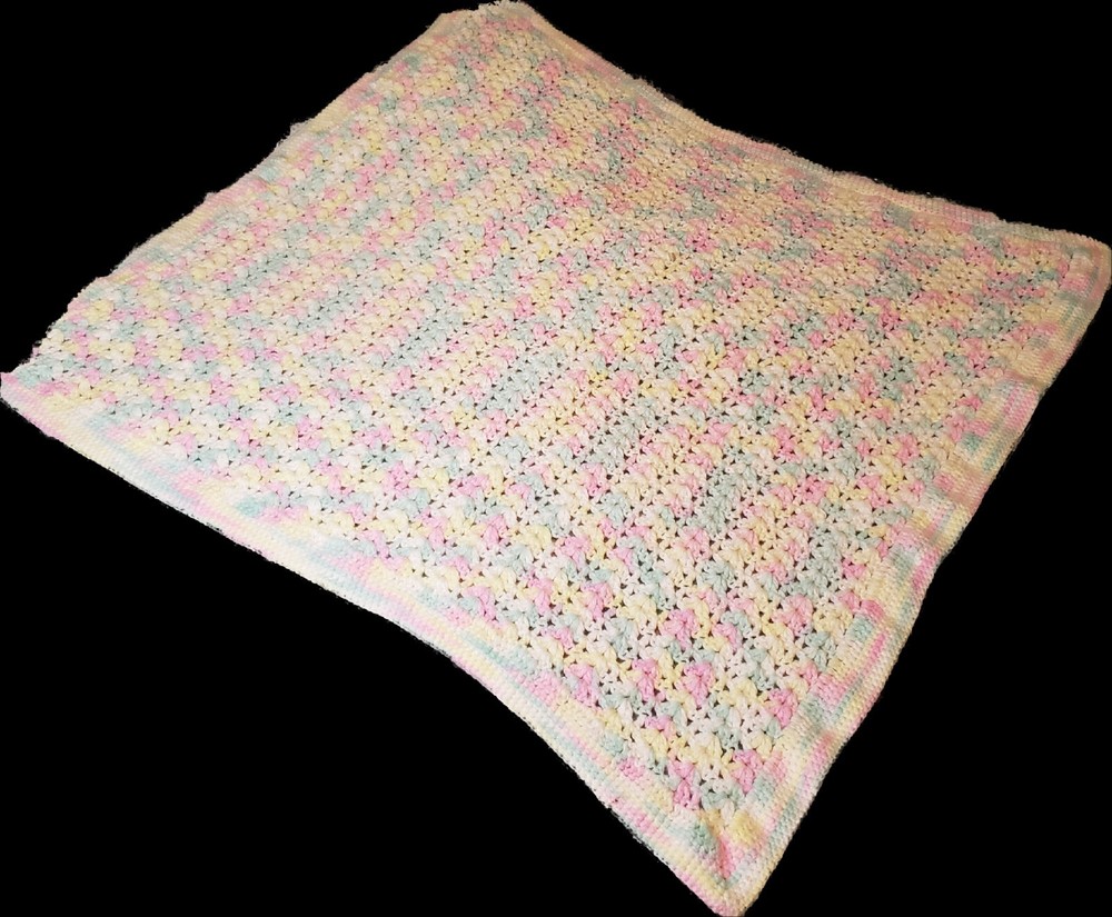 Handmade Baby Blanket Pastel Crocheted