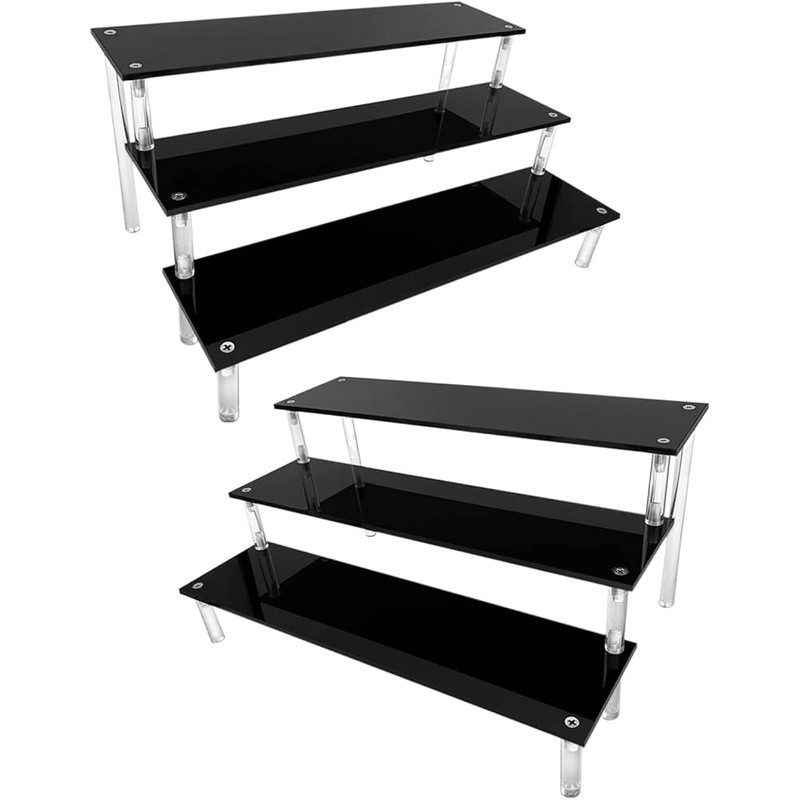 ACRYLIC DISPLAY STANDS EASY ASSEMBLY CLEAR STORAGE ORGANIZER 12IN 2PACK New