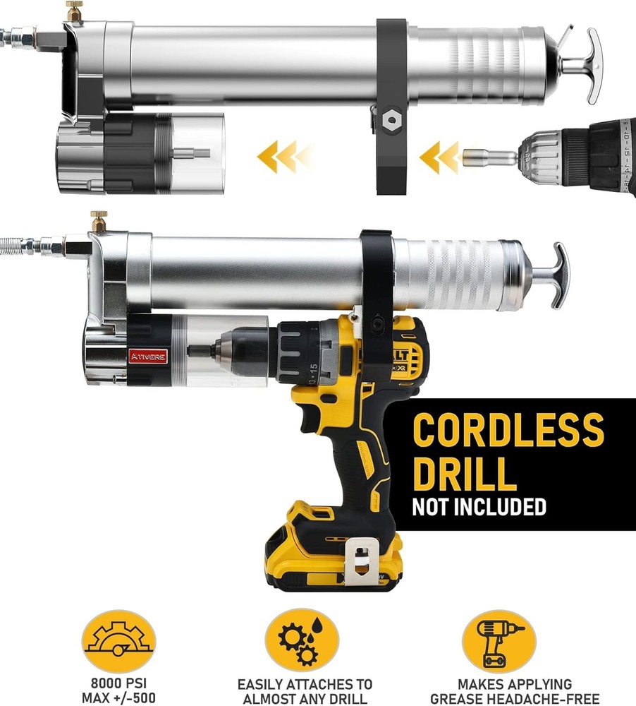 Electric Grease Gun Drill Adapter with 14 OZ Load,