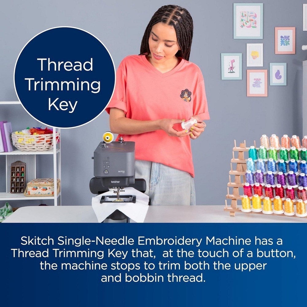 Brother Skitch Embroidery Machine and Pacesetter 63 Spool Thread Set Bundle