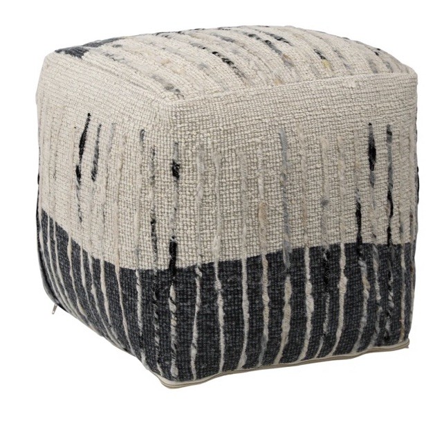 Krishnendu 16" x 16" Handwoven Wool Pouf New