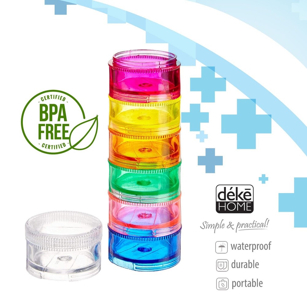 Deke Home - Stackable Pill Organizer (2 2 Count (Pack of 1), Multicolor