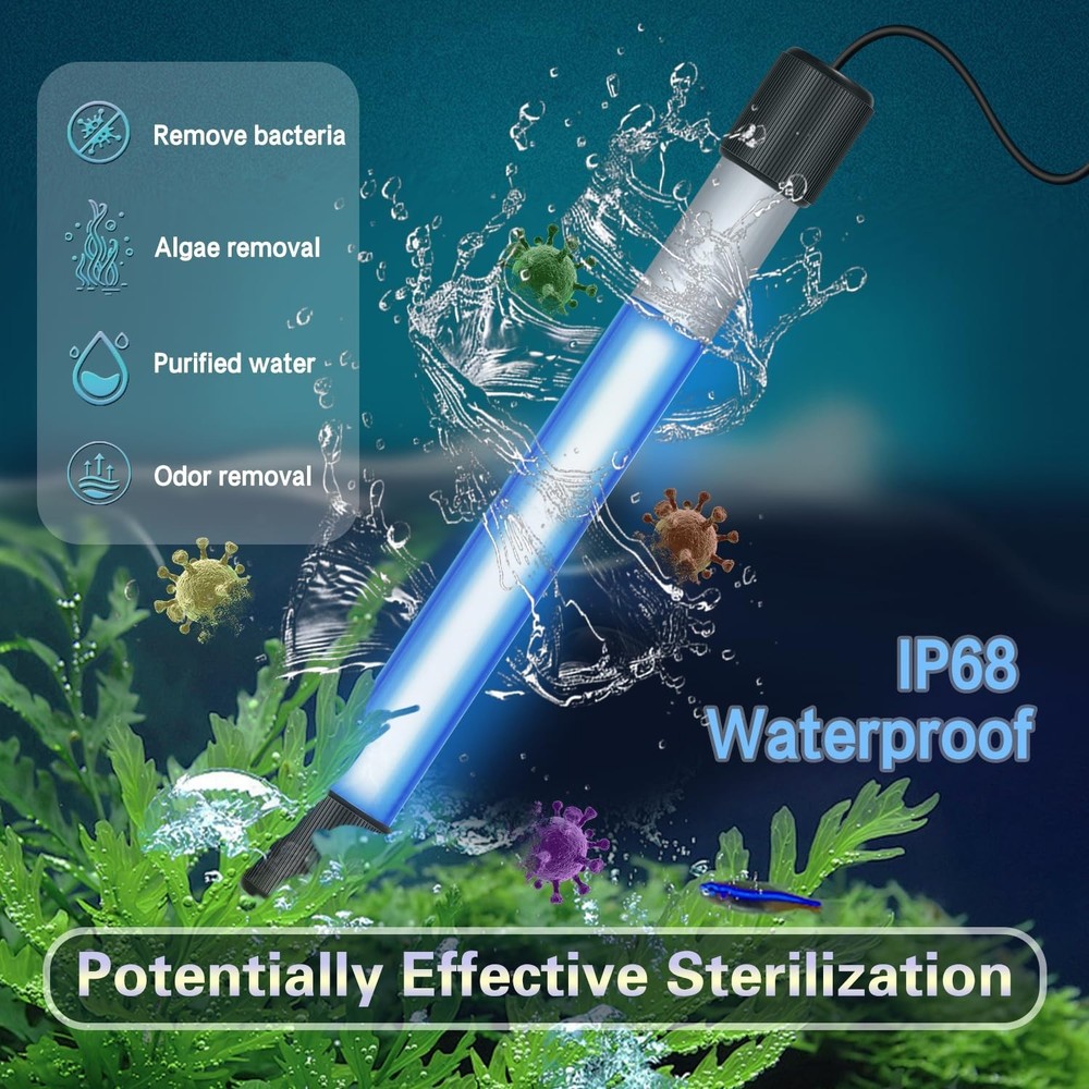 9W Timer UV Aquarium Clean Light Algae Removal LED Light Waterproof for Fish ...