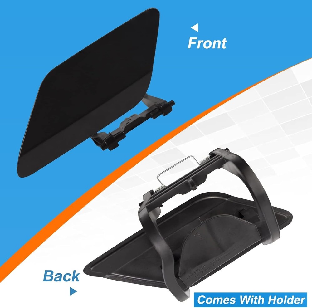 Front Bumper Headlight Washer Nozzle Cover Cap F Color: Black Left driver side