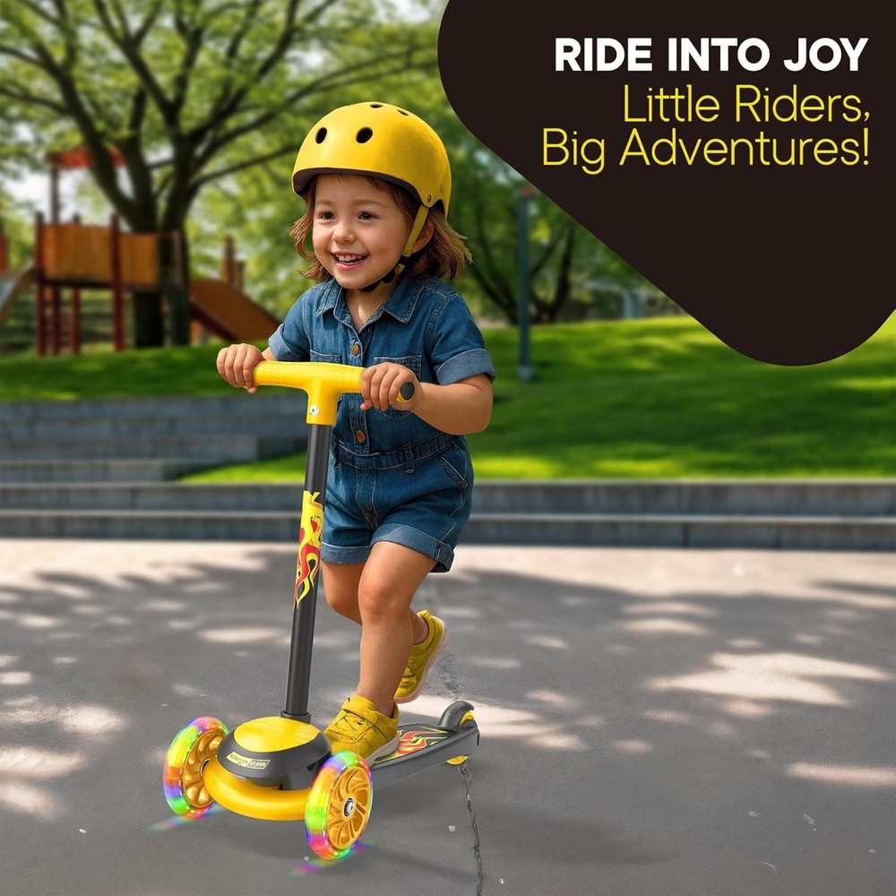 Durable 3 Wheel Scooter for Toddlers - Flashy LED Front Wheels & Easy Steering